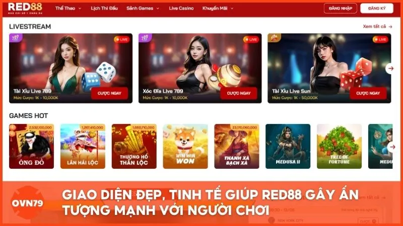 Giao diện đẹp, tinh tế giúp RED88 gây ấn tượng mạnh với người chơi