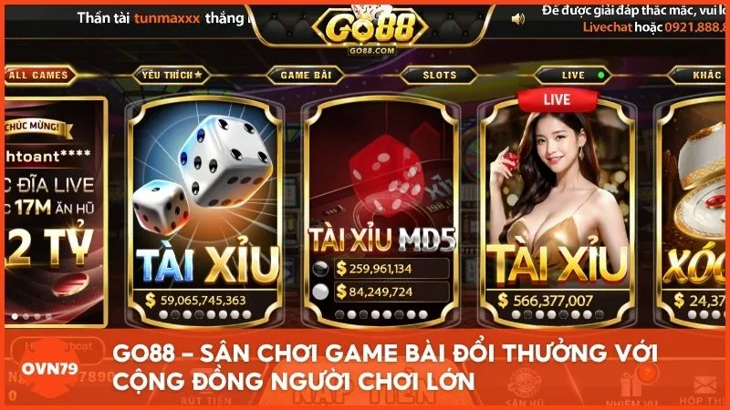 GO88 – Sân chơi game bài đổi thưởng với cộng đồng người chơi lớn