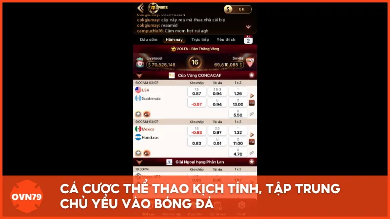 Cá cược thể thao kịch tính, tập trung chủ yếu vào bóng đá