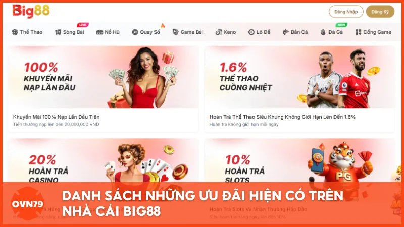 Danh sách những ưu đãi hiện có trên nhà cái