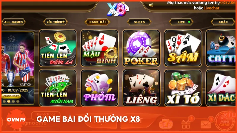 Game bài đổi thưởng X8 được đánh giá cao nhờ tỷ lệ thưởng và giao diện bắt mắt