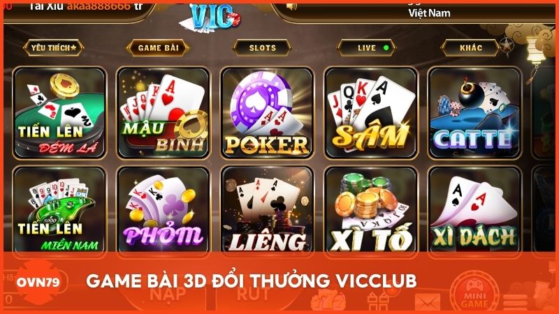 Game bài 3D hấp dẫn với loạt tựa game quen thuộc trên nền tảng trực tuyến