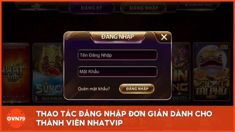 Thao tác đăng nhập đơn giản dành cho thành viên sau khi đăng ký Nhat Vip
